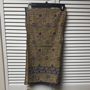 Floral Patterned Skirt - Gold and Blue
